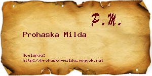 Prohaska Milda névjegykártya